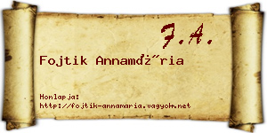 Fojtik Annamária névjegykártya